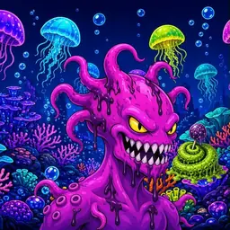 Oozlings #2057, Squid · Glow Reef