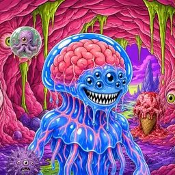 Oozlings #2058, Mutated Jellyfish Brain · Flesh Cave
