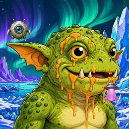 Oozlings #2062, Toad Goblin · Aurora Ice