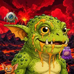 Oozlings #207, Toad Goblin · Lava Fields