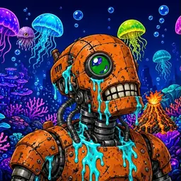 Oozlings #2072, Rusty Robot · Glow Reef