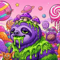 Oozlings #2078, Slime Sloth · Candy Planet