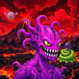 Oozlings #208, Squid · Lava Fields
