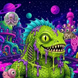 Oozlings #2090, Swamp Fish · Neon City