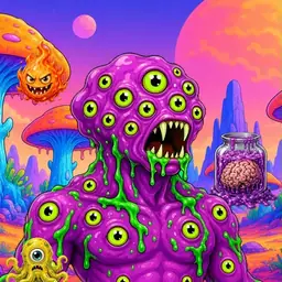 Oozlings #2094, Mutated Eyeball Cluster · Mushroom Desert