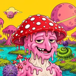 Oozlings #2095, Mushroom Head · Turquoise Swamp