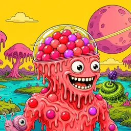 Oozlings #2098, Mutated Gumball Brain · Turquoise Swamp