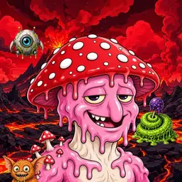 Oozlings #2099, Mushroom Head · Lava Fields