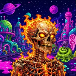 Oozlings #2113, Fire Skull · Neon City