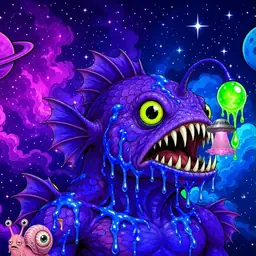 Oozlings #2114, Mutated Anglerfish · Void Nebula