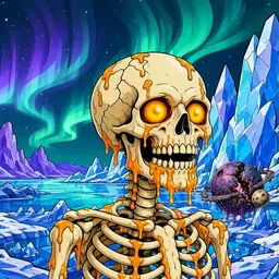 Oozlings #2116, Skull · Aurora Ice