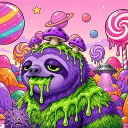 Oozlings #212, Slime Sloth · Candy Planet
