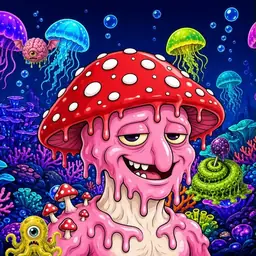Oozlings #2126, Mushroom Head · Glow Reef