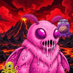 Oozlings #213, Mutant Moth · Lava Fields