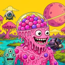 Oozlings #2134, Gumball Brain · Turquoise Swamp