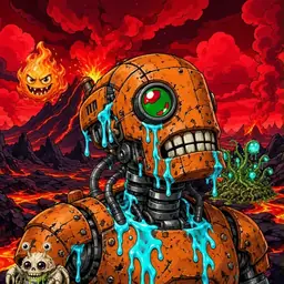 Oozlings #2139, Rusty Robot · Lava Fields