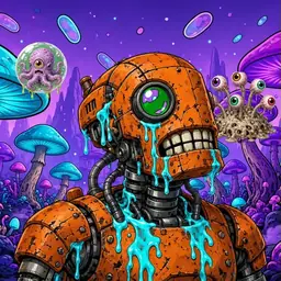 Oozlings #214, Rusty Robot · Fungus Forest
