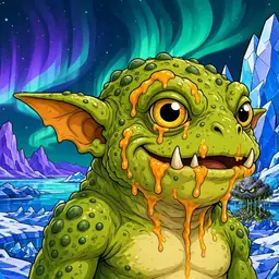 Oozlings #2141, Toad Goblin · Aurora Ice