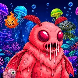 Oozlings #2142, Mutated Mutant Moth · Glow Reef