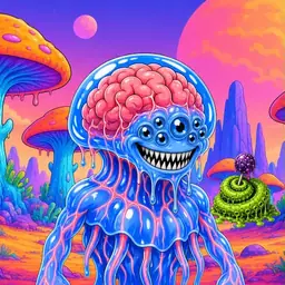 Oozlings #2147, Mutated Jellyfish Brain · Mushroom Desert