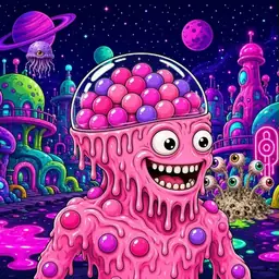 Oozlings #2159, Gumball Brain · Neon City