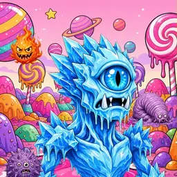 Oozlings #2166, Ice Cyclops · Candy Planet