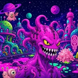 Oozlings #2167, Squid · Neon City
