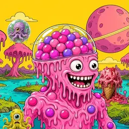 Oozlings #2175, Gumball Brain · Turquoise Swamp