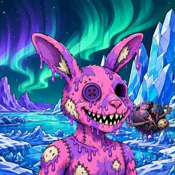 Oozlings #218, Zombie Bunny · Aurora Ice