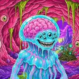 Oozlings #2185, Jellyfish Brain · Flesh Cave