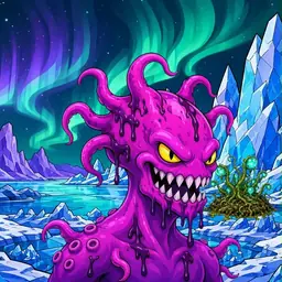 Oozlings #2190, Squid · Aurora Ice