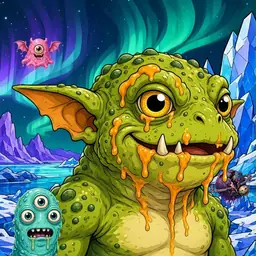 Oozlings #2192, Toad Goblin · Aurora Ice