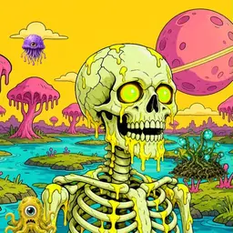 Oozlings #2194, Mutated Skull · Turquoise Swamp