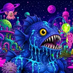 Oozlings #2195, Anglerfish · Neon City