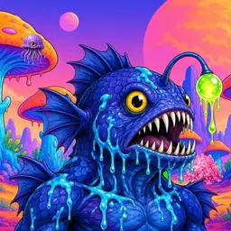 Oozlings #2201, Anglerfish · Mushroom Desert