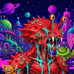 Oozlings #2203, Crab · Neon City