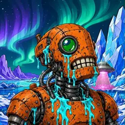 Oozlings #2210, Rusty Robot · Aurora Ice