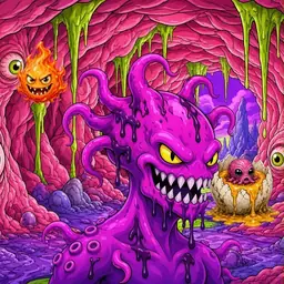 Oozlings #2218, Squid · Flesh Cave