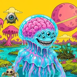 Oozlings #2219, Jellyfish Brain · Turquoise Swamp