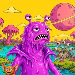 Oozlings #2227, Mutated Slug · Turquoise Swamp