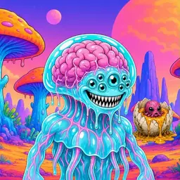 Oozlings #2228, Jellyfish Brain · Mushroom Desert