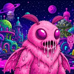 Oozlings #2243, Mutant Moth · Neon City