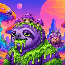 Oozlings #226, Slime Sloth · Mushroom Desert