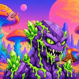 Oozlings #2261, Crystal Rock · Mushroom Desert