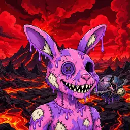 Oozlings #227, Zombie Bunny · Lava Fields