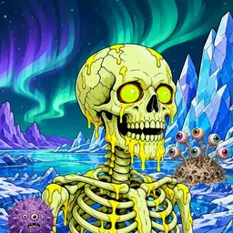 Oozlings #2274, Mutated Skull · Aurora Ice