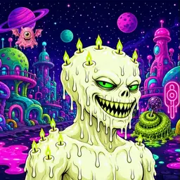 Oozlings #2278, Mutated Candle Wax · Neon City