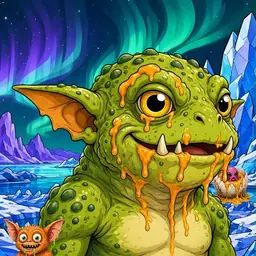 Oozlings #2291, Toad Goblin · Aurora Ice
