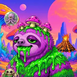 Oozlings #2293, Mutated Slime Sloth · Mushroom Desert