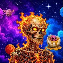 Oozlings #2309, Fire Skull · Void Nebula